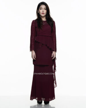 BAJU KURUNG / KURUNG MODEN / BAJU TUNANG / BAJU NIKAH / BURGUNDY